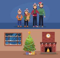 familie kerst en plaats vector