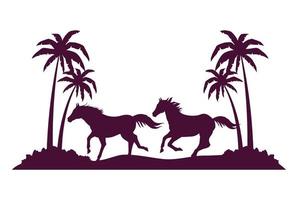 paarden loper landschap silhouetten vector