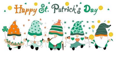 bundelt happy patrick's day met de schattige kabouters. ontworpen in groene tinten vector