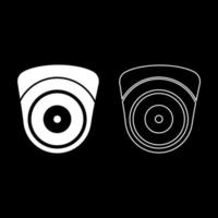 videocamera sferische camcorder volgen apparaat toezicht toezicht apparaat cctv veilig concept pictogram overzicht set witte kleur vector illustratie vlakke stijl afbeelding