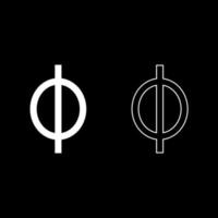 phi grieks symbool kleine letter kleine letters lettertype pictogram overzicht set witte kleur vector illustratie vlakke stijl afbeelding