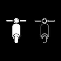 scooter motorfiets motobike levering concept bromfiets verzending pictogram overzicht set witte kleur vector illustratie vlakke stijl afbeelding