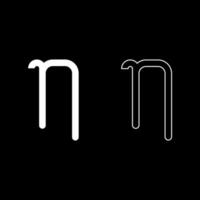 eta grieks symbool kleine letter kleine letters lettertype pictogram overzicht set witte kleur vector illustratie vlakke stijl afbeelding