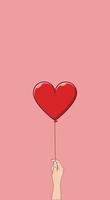 kopieer ruimte voor valentijn social media-verhalen. hand met hart ballon achtergrond sjabloon. liefdespictogram ook geschikt voor web, banner, sticker, flyer vector