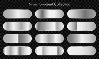 enorme grote verzameling zilveren gradiënten achtergrondstalen. zilveren achtergrondstructuur. vector illustratie