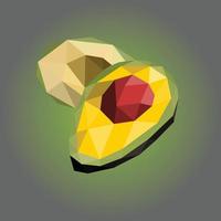 avocado. vectorillustratie van fruit in laag poly stijl. veelhoekige illustratie. print ontwerp. kan worden gebruikt als print voor t-shirts, voedselverpakkingen, textiel, souvenirs, notitieblokken, voedselverpakkingen. vector