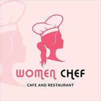 silhouet vrouwen chef-kok logo vector illustratie sjabloon pictogram grafisch ontwerp. café- en restaurantsymbool voor zakelijk eten met moderne stijl