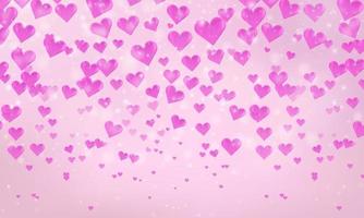 vallende harten met roze achtergrond romantische Valentijnsdag achtergrond vector