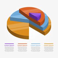 Platte cirkel 3D-infographic elementen Vector sjabloon