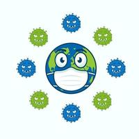 aarde masker corona virus illustratie vector