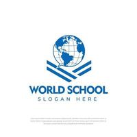 wereldwijd onderwijs logo. wereldbol element. onderwijs logo sjabloon. vector illustratie concept