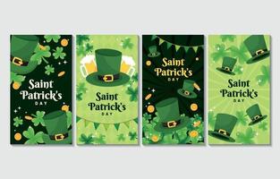 Saint Patrick's hoed en klaver social media verhaal in groene kleurstelling vector