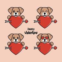 gelukkige Valentijnsdag, schattige hond. vector