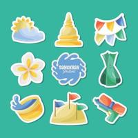 songkran festival doodle element sticker collectie vector