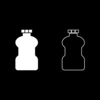 plastic fles reinigingsmiddel pictogram witte kleur vector illustratie vlakke stijl afbeelding set