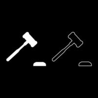 hamer hamer rechter en aambeeld veilingmeester concept pictogram witte kleur vector illustratie vlakke stijl afbeelding set