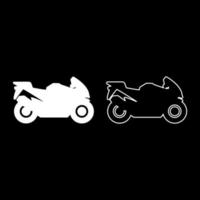 motor silhouet motorfiets sport fiets pictogram witte kleur vector illustratie vlakke stijl afbeelding set