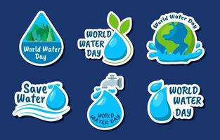 wereld water dag sticker collectie vector