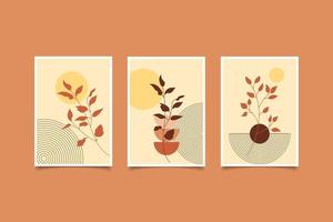 set van drie minimalistische botanische wanddecoratie vector