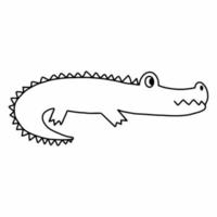 doodle krokodil. vector illustratie contourlijn. reptielen. kleurboek met dier voor kinderen. alligator.