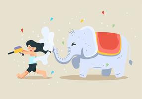 Songkran-festival en olifant vector