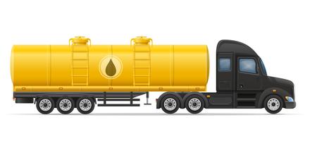 vrachtwagen oplegger levering en transport van tank voor vloeibare vectorillustratie vector