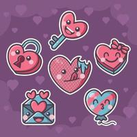 schattig stickerhart van valentijnskaarten vector