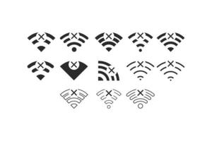 set van geen draadloze verbindingen geen wifi pictogram teken vector zwarte kleur