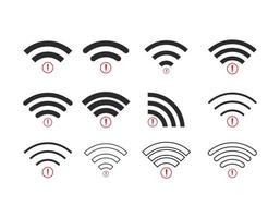 set van geen draadloze verbindingen geen wifi pictogram teken vector zwarte kleur