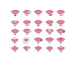 set van geen wifi draadloos pictogram vector rode kleur