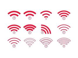 set van geen draadloze verbindingen geen wifi pictogram teken vector rode kleur