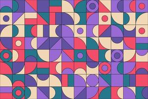 levendige geometrische decoratieve achtergrond. geotextuur met platte vormen in retrostijl vector