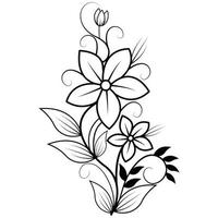 elegantie patroon met bloemen narcissen met bladeren en gras. zwart silhouet op witte achtergrond. vector illustratie