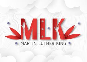 Thailand, Udonthani - 16 januari 2019: Happy Martin Luther King Jr. Day met papier gesneden en ambachtelijke stijl. Vectorillustratie voor achtergrond, banner, poster, reclame, uitnodigingskaart en sjabloon. vector