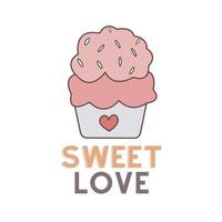 zoete liefde valentijn cupcake. gratis valentijn vector
