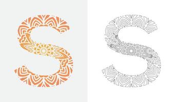 alfabet letter s pop-art, mandala kleuren ornamenten ontwerp vector