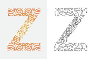 alfabet letter z popart, mandala kleuren ornamenten ontwerp vector