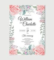 aquarel bruiloft uitnodiging vector botanische banners set met roze pioen bloemen groet uitnodigingskaart