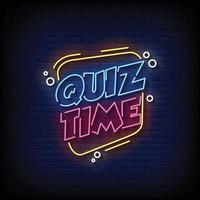 quiz tijd neonreclames stijl tekst vector