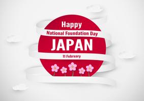 Happy National Foundation Day 2019 voor Japanners. Sjabloonontwerp in flatlay-stijl. Vector illlustration met gesneden document en ambachtconcept.