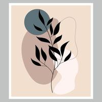 botanische abstractie in boho-stijl. gebladerte tekenen met abstracte figuren. vector