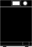 zwart silhouet van een wasmachine op een witte achtergrond. vector