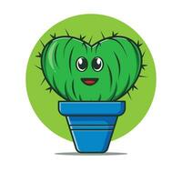 cartoon pictogram illustratie van schattige cactus vormige liefde in een pot. fantasie plant concept. premium geïsoleerd ontwerp. vector