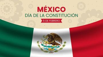 mexico dia de la constitucion of mexico grondwet dag achtergrond met realistische vlag en ornamenten vector