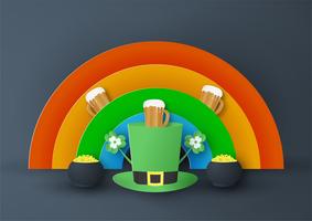 Sjabloon voor St. Patrick&#39;s Day op zondag 17 maart. Vectorillustratie in 3D papier knippen en ambachtelijke stijl. vector