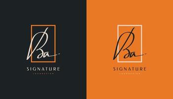 ba initieel logo-ontwerp met elegante handschriftstijl. ba handtekening logo of symbool voor bruiloft, mode, sieraden, boutique, botanische, bloemen en zakelijke identiteit vector