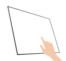 hand aanraken van het scherm perspectief geïsoleerd op een witte achtergrond vector
