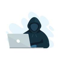 hacker met laptop op witte achtergrond, vectorillustratie vector