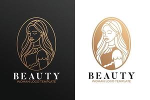 schoonheid vrouw gouden vector logo sjabloon