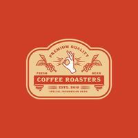 met de hand getekend vintage handmatig brouwen coffeeshop logo badge vector